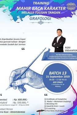 Workshop Training Mahir Baca Karakter Melalui Tulisan Tangan (Grafologi) (Grafologi)